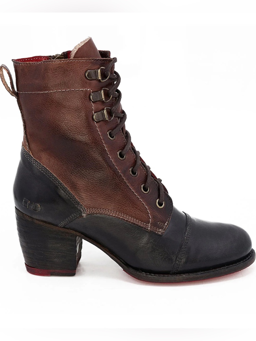 Bed Stu Judgement Leather Distressed Lace Up Ankle Boots Brown/Black Sz 6